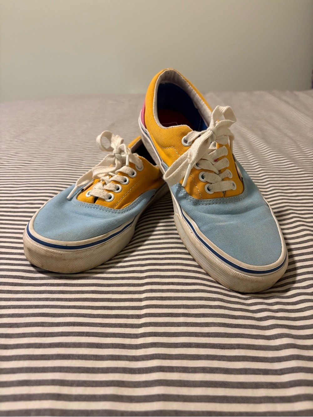 Womenโs Vans Low Top Sneakers - Blue, Yellow, Pink - Size 8.5